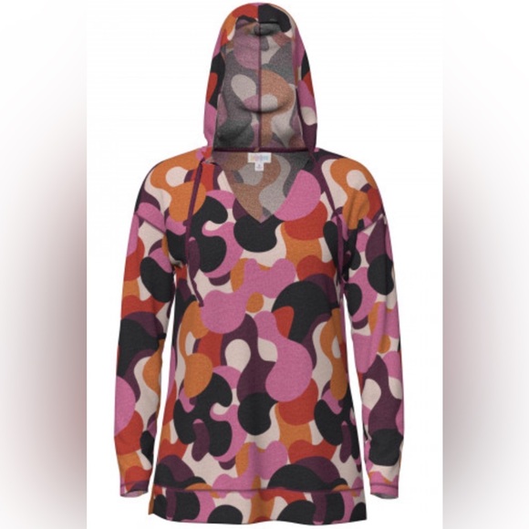 LuLaRoe Tops - LuLaRoe Pink Multi-Color Abstract Hooded Pullover